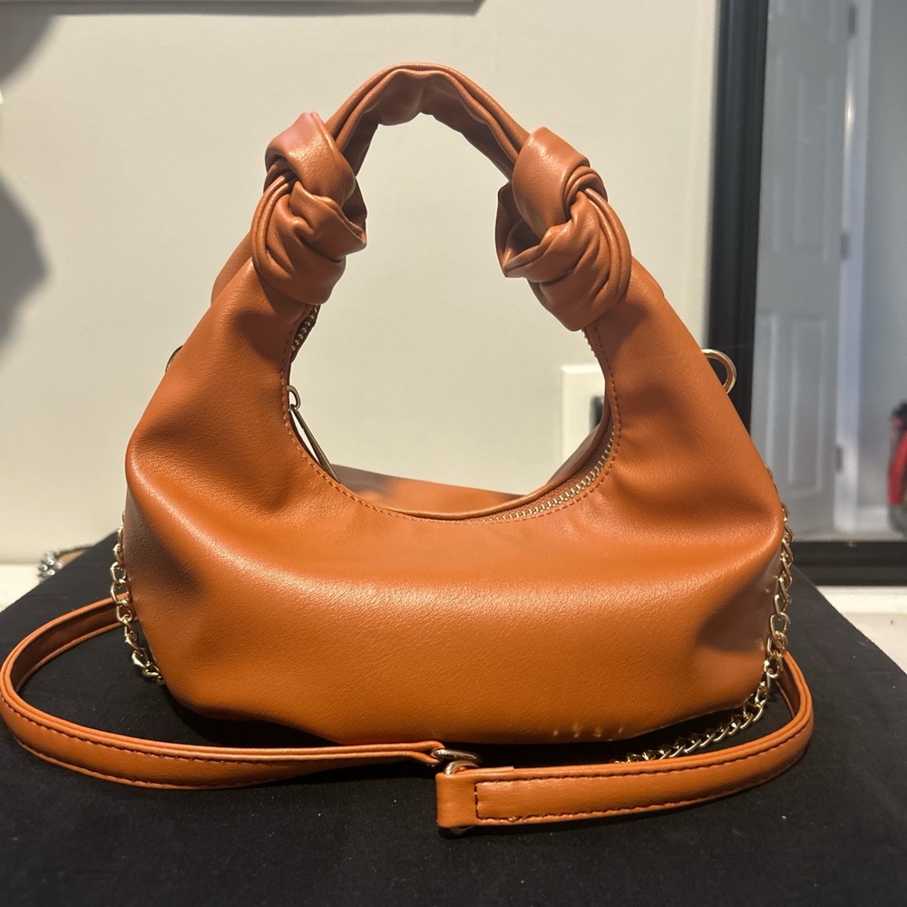Kayla Ava Brown crossbody Bag with Knotted Handles